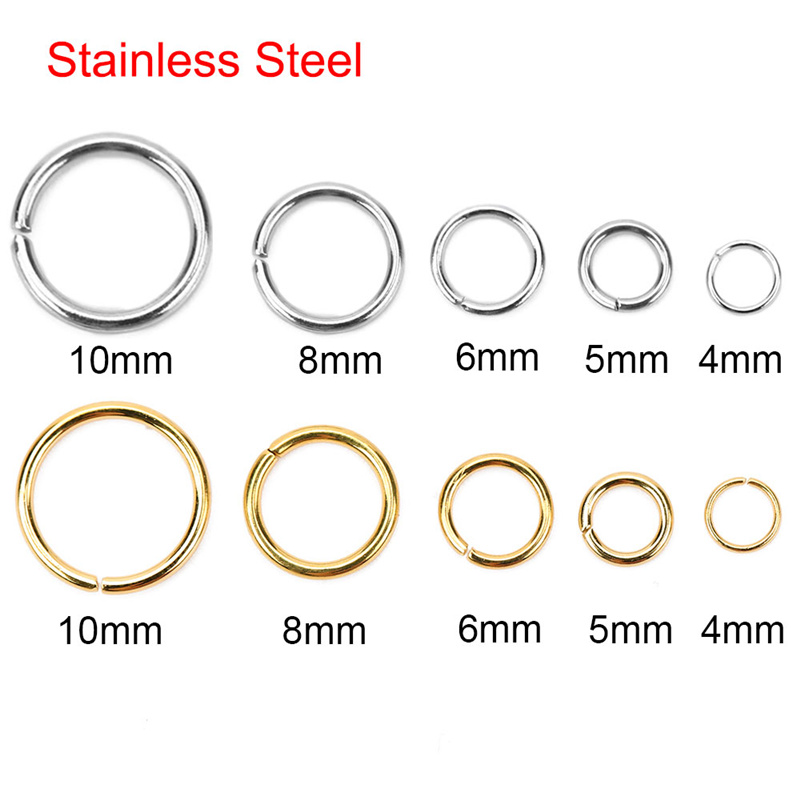 Jump Ring Assorted - 100 قطعة PVD أبدا تتلاشى الفولاذ