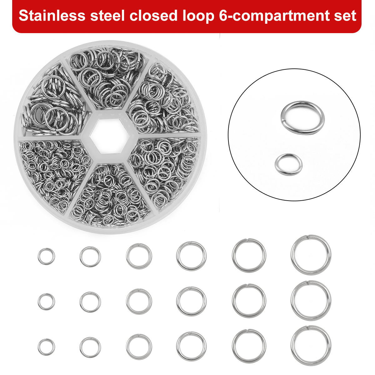 Jump Ring Assorted - 1 مجموعة 1200 قطعة الفولاذ المقاوم
