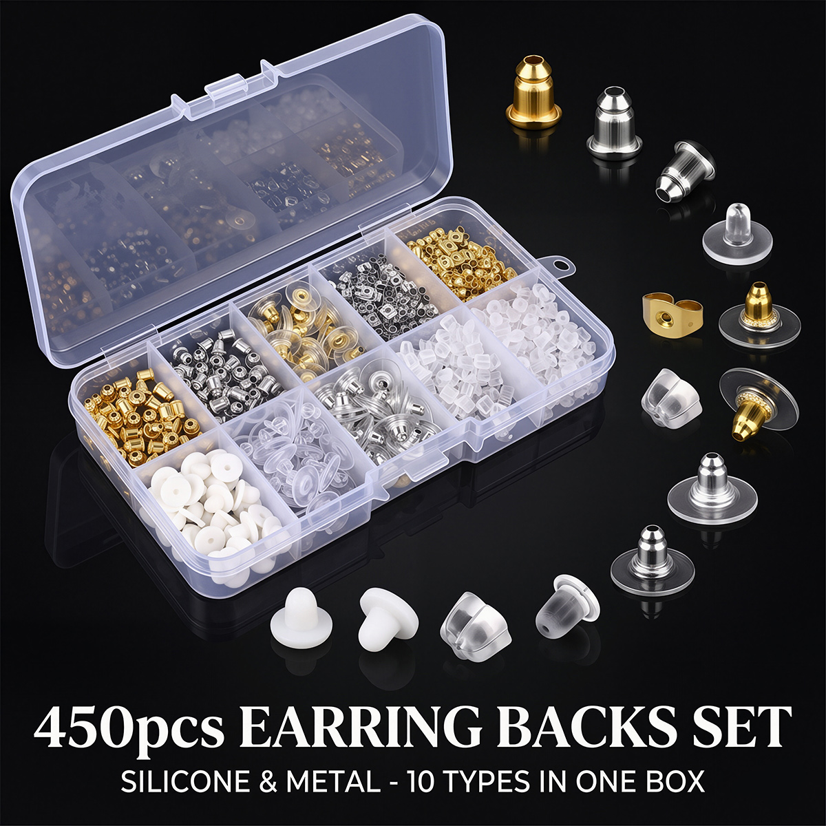 450 قطعة من سدادات الأقراط الم - مراجعة Jewelry Making Organizer Box وسعره
