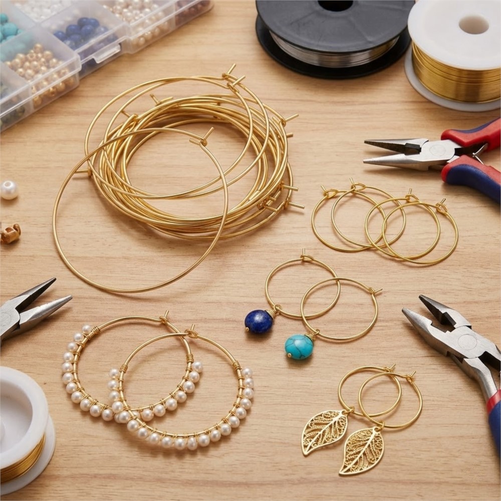 50 قطعة من حلقات الأقراط الدائ - مراجعة Jewelry Making Gold وسعره