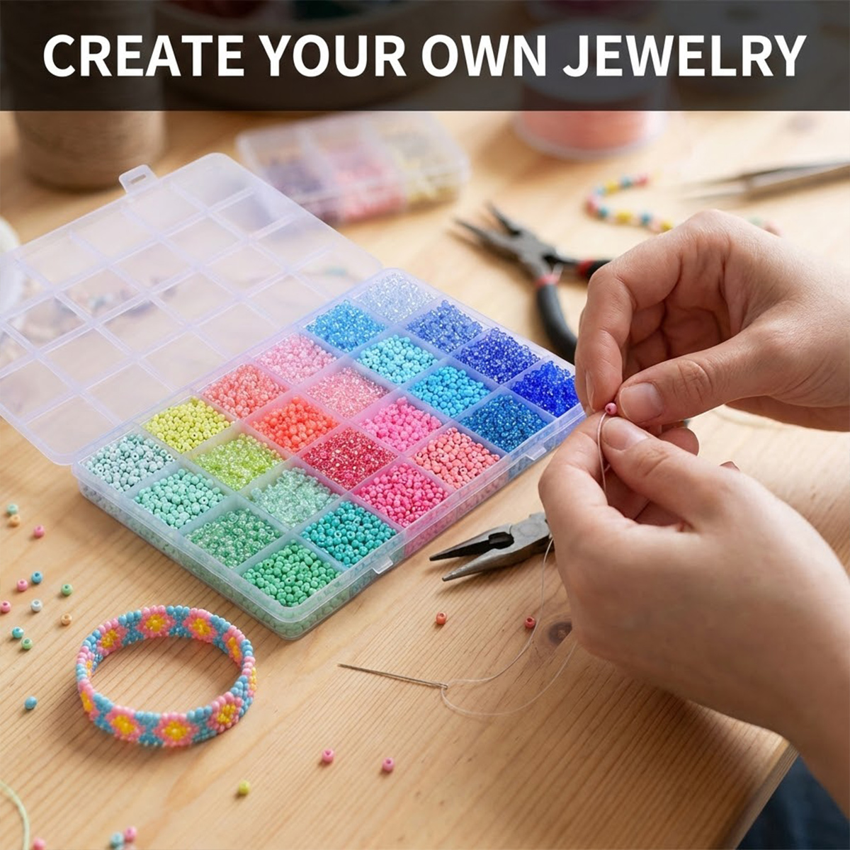 طقم 5200 خرزة زجاجية صغيرة 3 م - مراجعة Jewelry Making Organizer Box وسعره