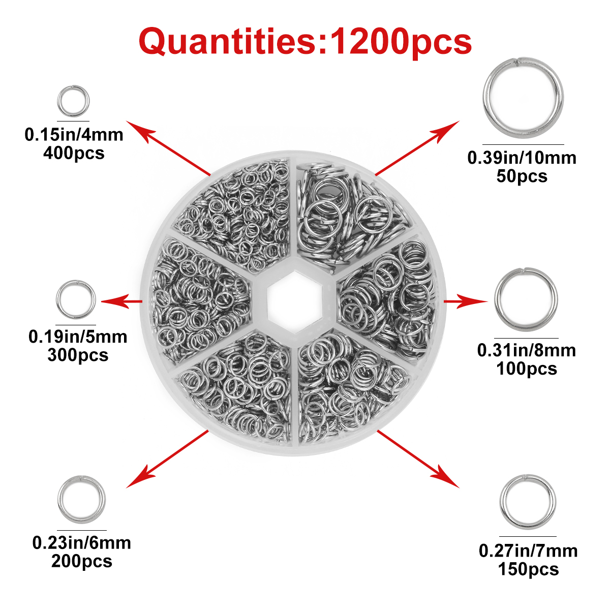 1 مجموعة 1200 قطعة الفولاذ الم - مراجعة Jump Ring Assorted وسعره