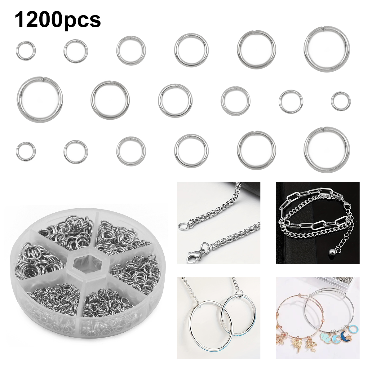 1 مجموعة 1200 قطعة الفولاذ الم - مراجعة Jump Ring Assorted وسعره