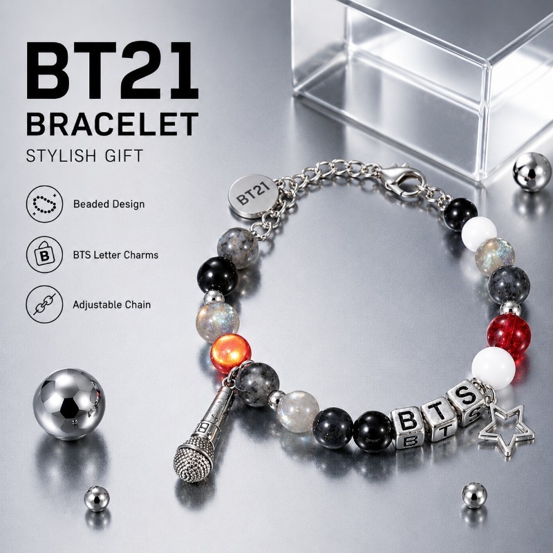 سوار خرز أسود وأحمر من BT21، إ - مراجعة Jewelry Making Parts وسعره