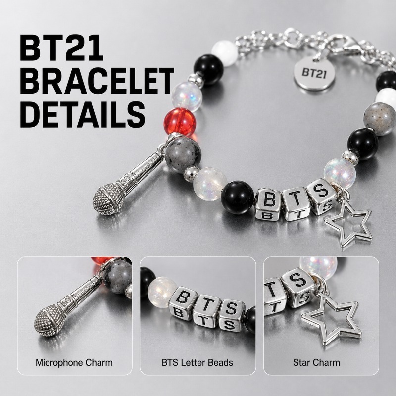 سوار خرز أسود وأحمر من BT21، إ - مراجعة Jewelry Making Parts وسعره