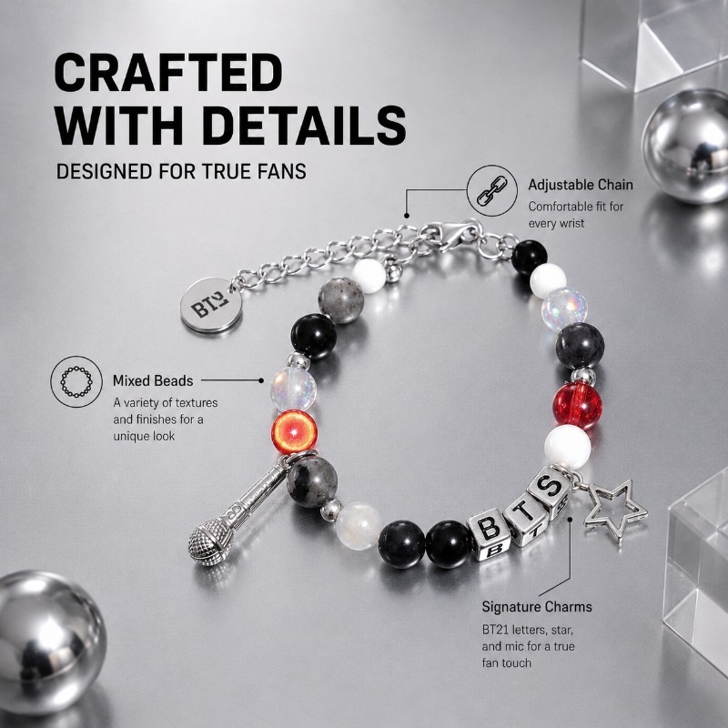 سوار خرز أسود وأحمر من BT21، إ - مراجعة Jewelry Making Parts وسعره